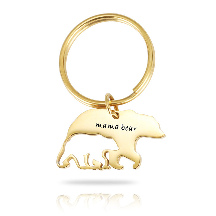 Mother's Day Jewelry Stainless Steel Keychain Mama bear Thanksgiving Mother Bear Gift With Surface Coating