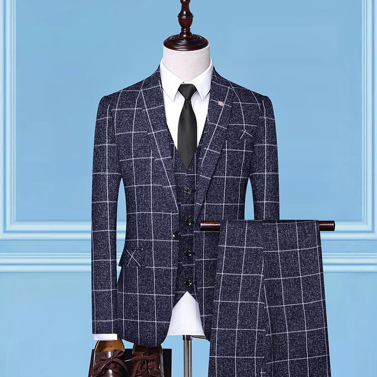 Men'sSuits, Checkered Suits, Three-Piece Suits, Work Suits, Professional Suits, Men's Clothing Trends