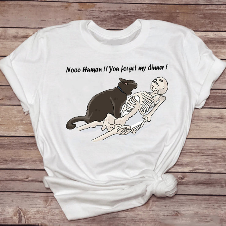 Female Tshirt Clothing Pet-Drinking-Coffee Funny Cat Tops