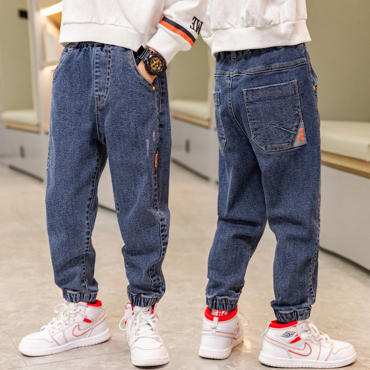 Daddy Children's Jeans Loose Trousers Winter