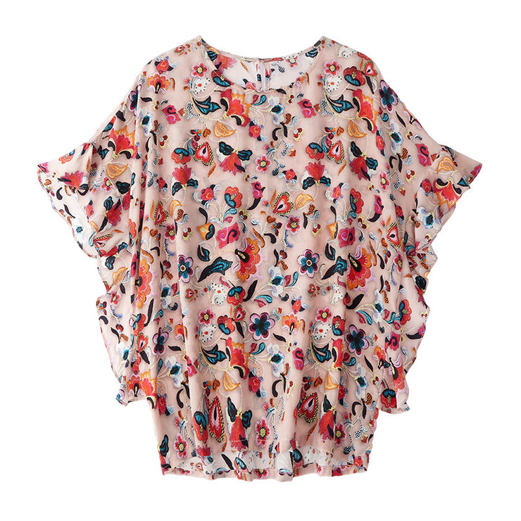 Printed Shirt Women Short-sleeved Chiffon Top