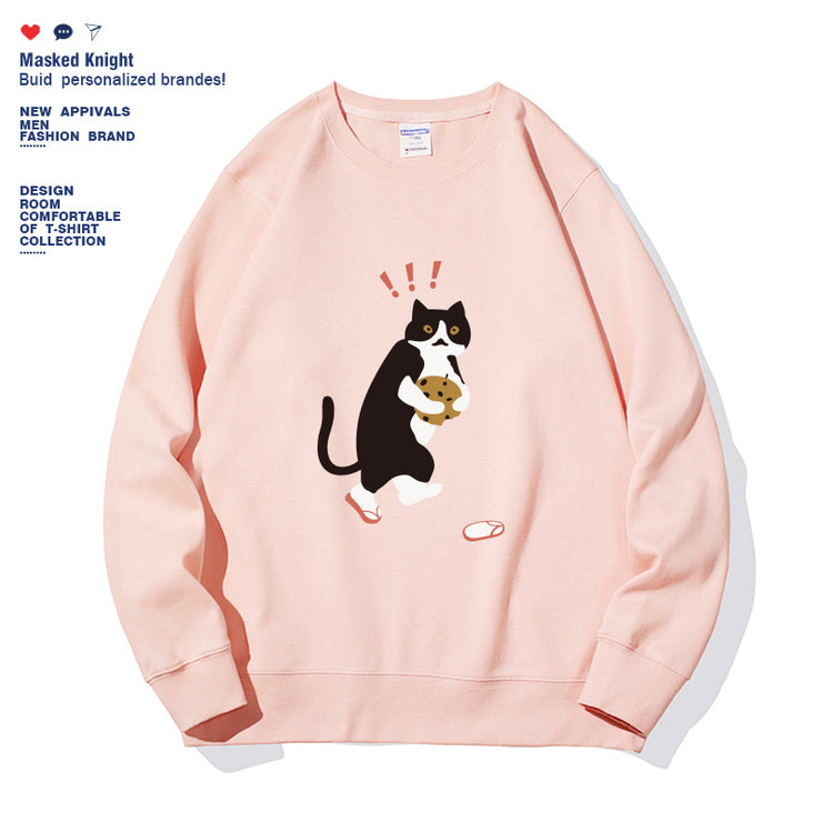 Women's Fashionable Solid Color Printed Long Sleeved Sweatshirt