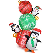 8.9 FT Lighted Christmas Inflatable Decoration, Inflatable Christmas Balls And Penguins, Funny Blow Up Yard Decorations With Built-in LED Lights For Holiday Party Front Yard Lawn Garden Decor