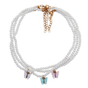 European And American Opal Bow Knot Pearl Necklace Women