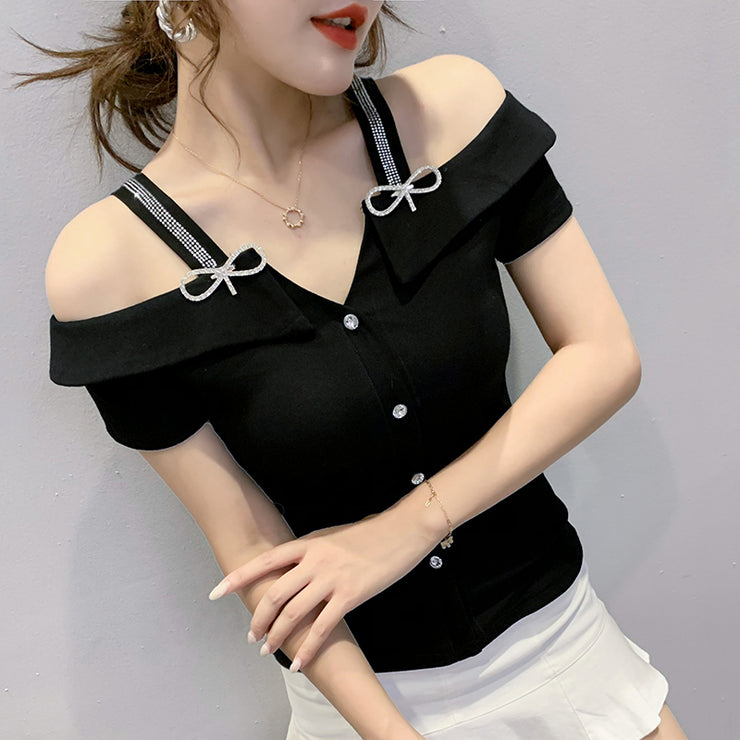 Fashion Collarbone Off Shoulder Top For Women