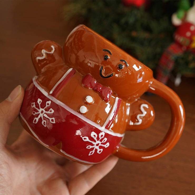 Cute Hand-painted Gingerbread Man European Single Christmas Table Coffee Cup