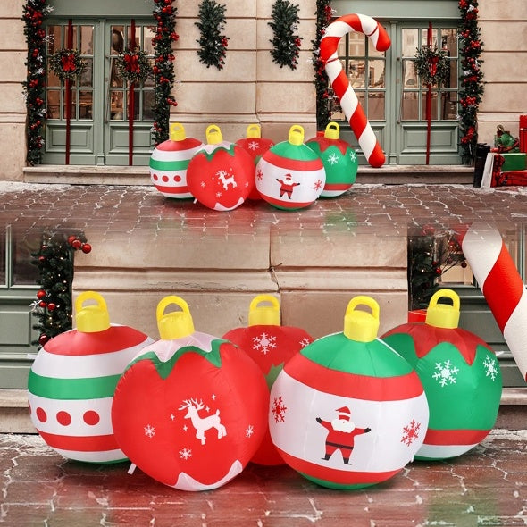 6.9 FT Lighted Christmas Inflatable Decoration, Inflatable Five Christmas Balls, Funny Blow Up Yard Decorations With Built-in LED Lights For Holiday Party Front Yard Lawn Garden Decor