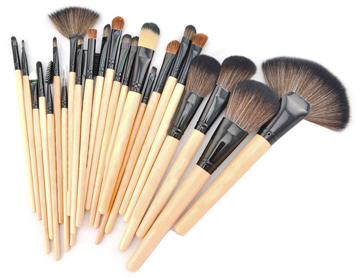 24 Makeup Brushes 24 Wood Color Makeup Brushes 24 Horse Hair Sets Pack Makeup Tools