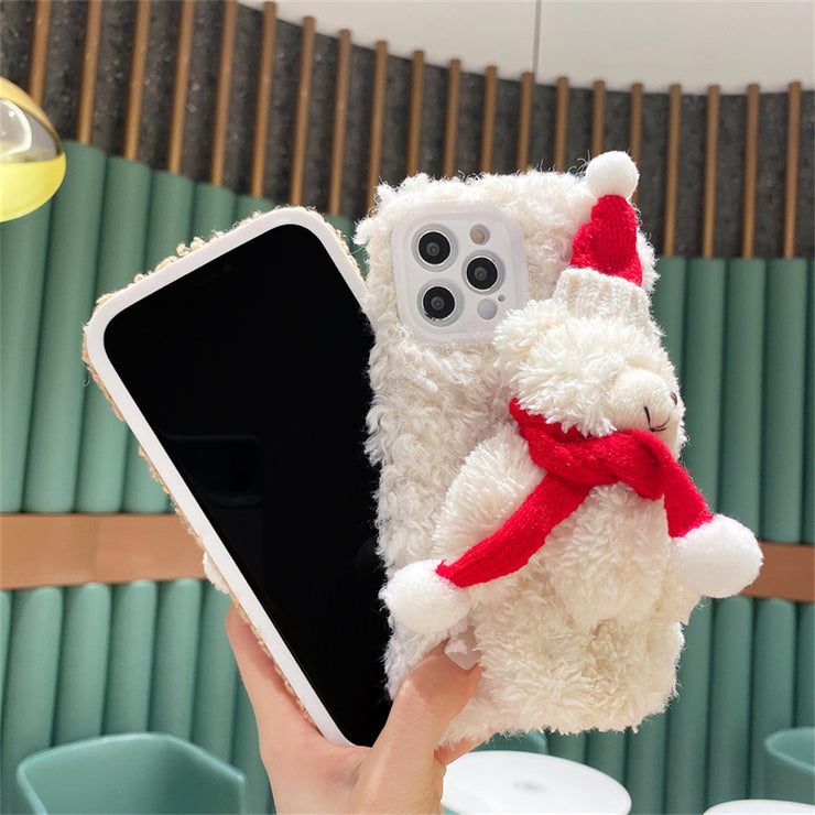 Christmas Bear Plush Mobile Phone Case