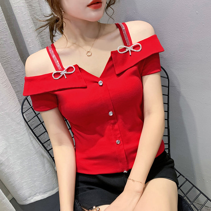 Fashion Collarbone Off Shoulder Top For Women