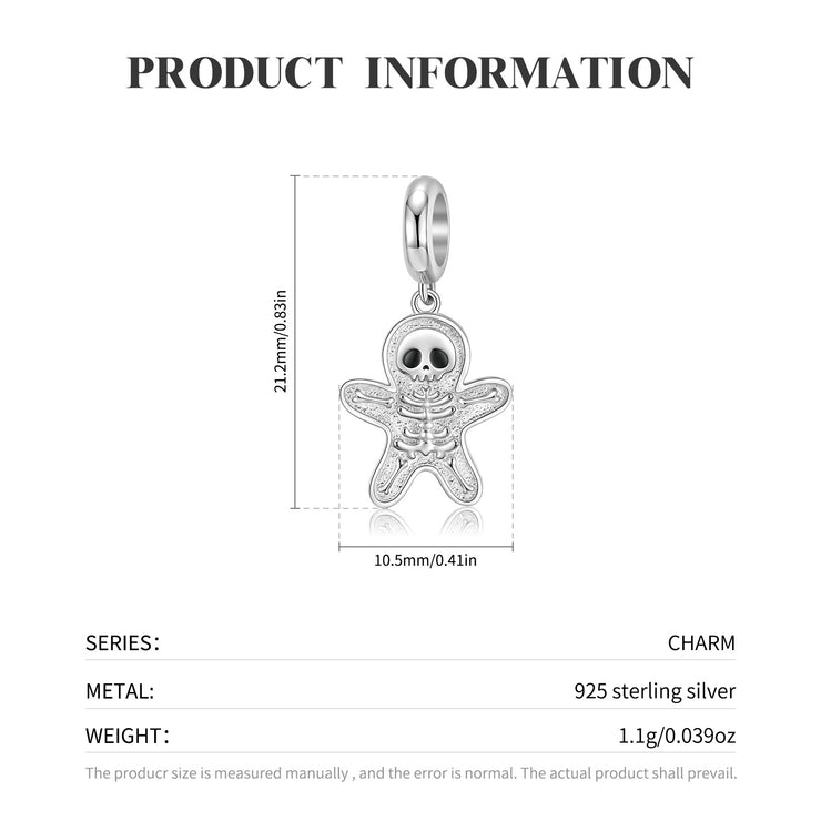 Halloween Pendant Skull Gingerbread Man Small Design Personality S925 Sterling Silver