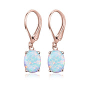 Four-claw Oval Opal Earrings European And American Ornament