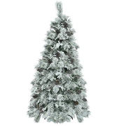 6FT Pre-Lit Spruce Snow Flocked Christmas Tree With Pine Cones, Artificial Xmas Tree With 403 Branch Tips,Mixed PE  PVC Branches, 250 Multi-Color LED Lights, 11 Flashing Modes, Holiday Decor