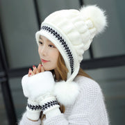 Cozy Knit Fleece-Feel Beanie With Ear Flaps & Pompom Warm Winter Hat For Women Perfect For Skiing & Outdoor Activities