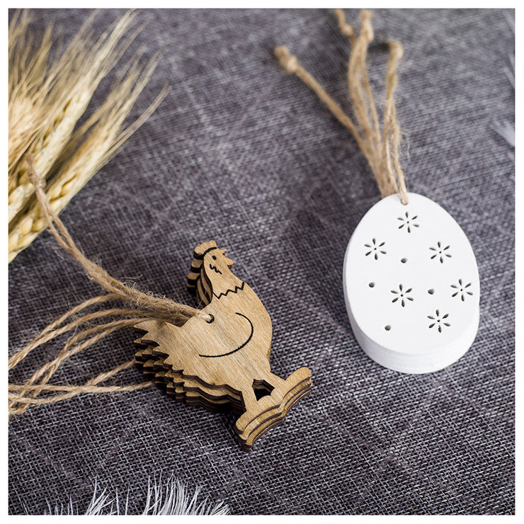 Easter Wooden Decorative Pendant Easter Rabbit Chicken Egg Nordic Style Home Decorations