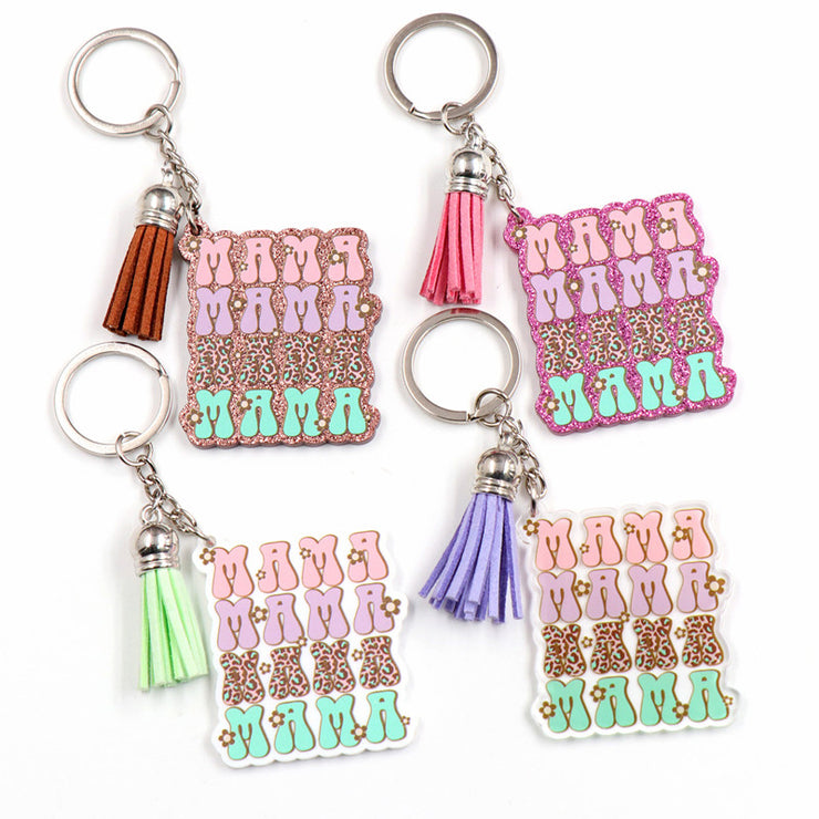 Keychain Mother's Day Gift Glitter Floral Acrylic