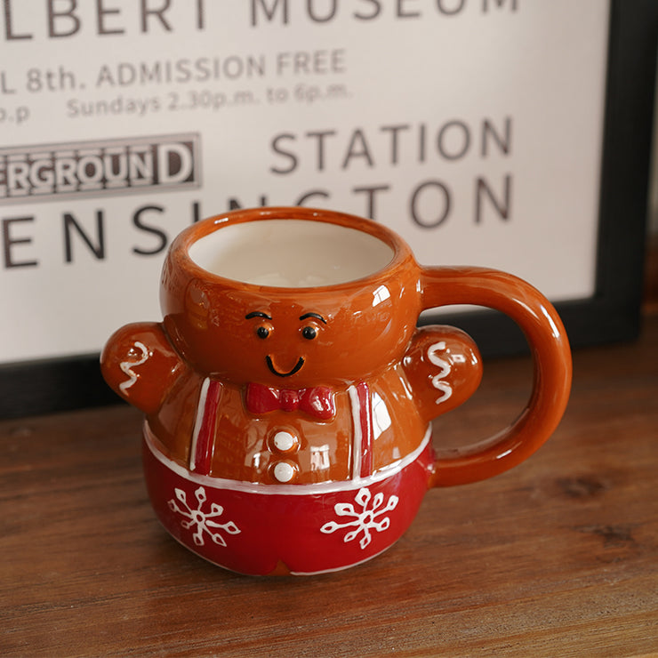 Cute Hand-painted Gingerbread Man European Single Christmas Table Coffee Cup