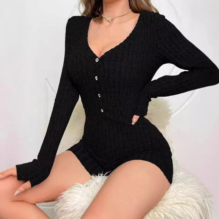 Casual Slim Women Rib Knitted Jumpsuit