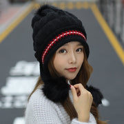 Cozy Knit Fleece-Feel Beanie With Ear Flaps & Pompom Warm Winter Hat For Women Perfect For Skiing & Outdoor Activities