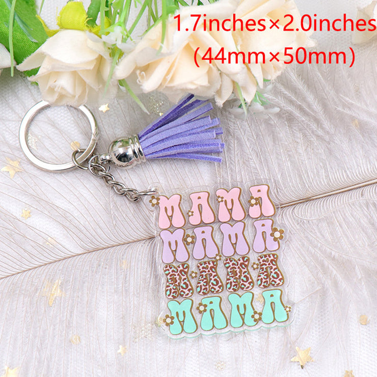 Keychain Mother's Day Gift Glitter Floral Acrylic