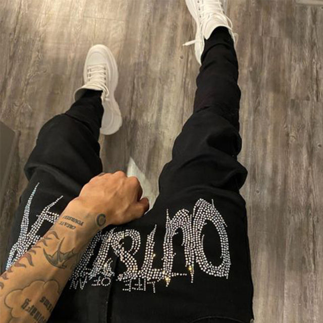 Men Black Fashion Ripped Jeans