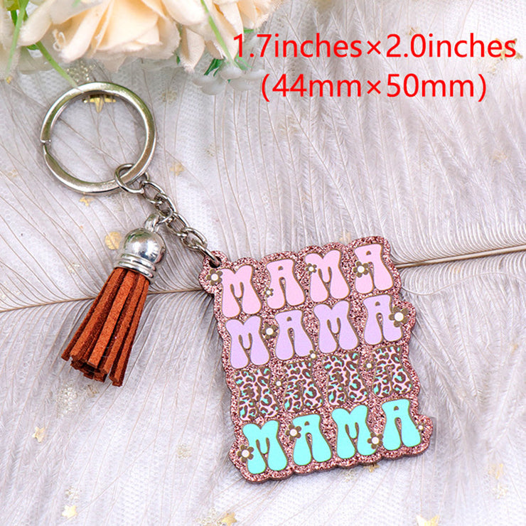 Keychain Mother's Day Gift Glitter Floral Acrylic