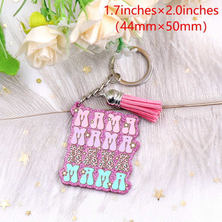 Keychain Mother's Day Gift Glitter Floral Acrylic