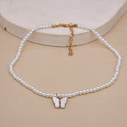 European And American Opal Bow Knot Pearl Necklace Women