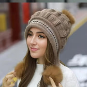 Cozy Knit Fleece-Feel Beanie With Ear Flaps & Pompom Warm Winter Hat For Women Perfect For Skiing & Outdoor Activities