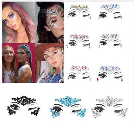 Fashion Acrylic Resin Rhinestone Face Stick Set