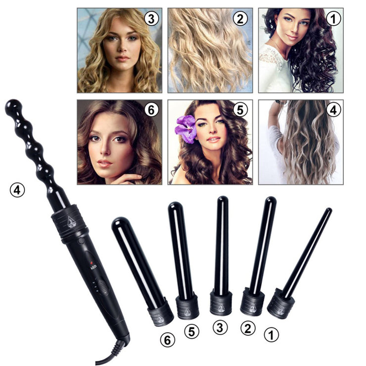 Multifunction Fast Heating Hair Curler 6in1 Interchangeable Ceramic Hair Styling Crimper Hair Curler Iron Sets